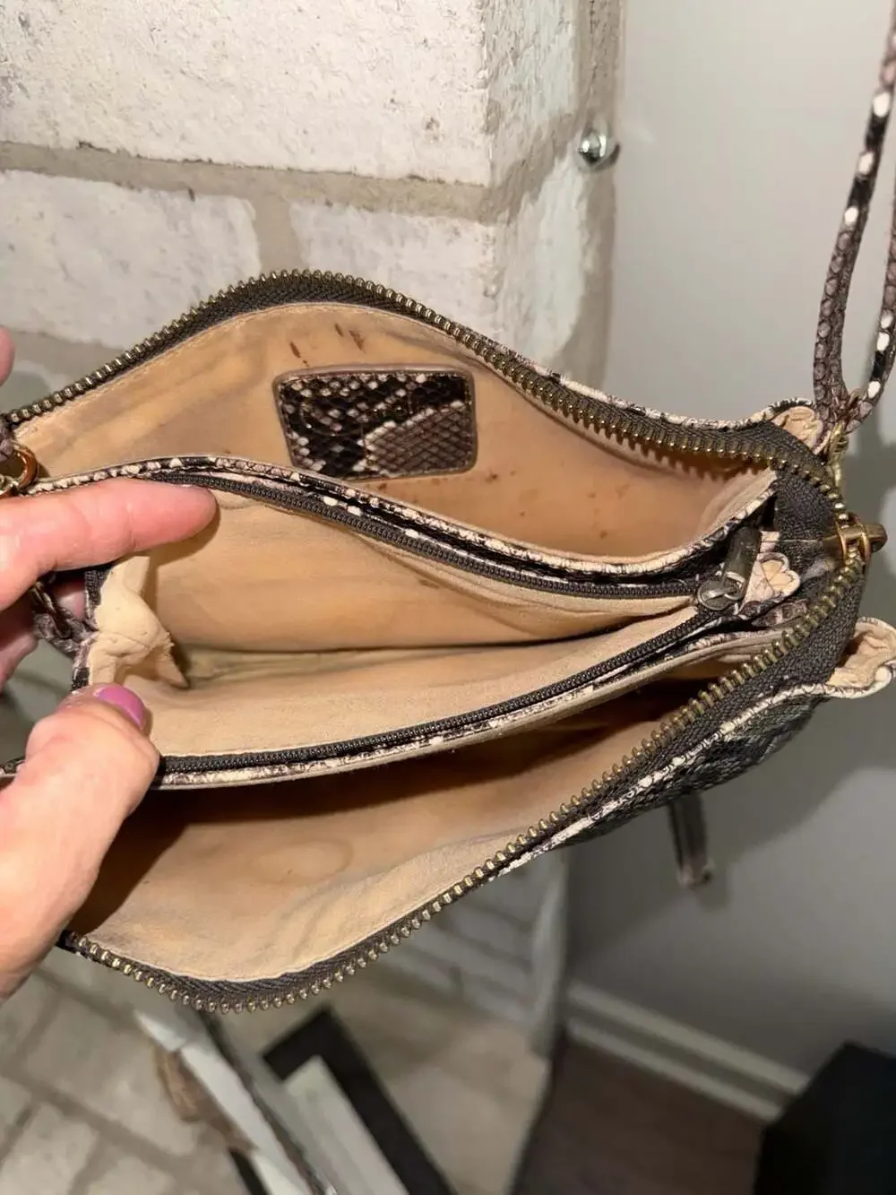 Boutique Snakeskin Print Crossbody Handbag